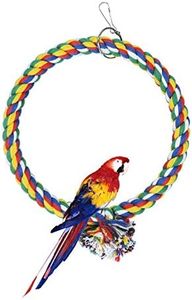 WishLotus Bird Swing, Cage Hanging Toys Cotton Rope Swing Bite Resistance Perches Toy Parrot Toy Boredom Breaker for Budgie, Cockatiels, Conures, Finches, Small Parakeets (18cm)