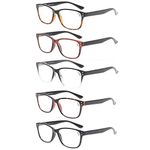 5 Pack Reading Glasses Men Women Spring Hinge Comfortable Glasses for Reading (Mix Color-1, 2.25, multiplier_x)