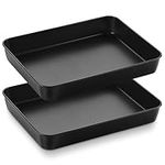 HaWare Oven Tray, Non-Stick Stainless Steel Baking Sheet Pan Set of 2, Rectangle Deep Cake Tin for Roasting Baking Serving, 31.5x24.8x5cm, Healthy & Non-Toxic, Rust Resistant (Black)