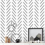 Orainege Black and White Peel and Stick Wallpaper Herringbone Contact Paper for Bathroom 17.7 in x 118.1 in Black Chevron Removable Wall Paper Peel and Stick Modern Geometric Self Adhesive Wallpaper