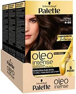 Schwarzkopf Palette Oleo, colorazione permanente copertura professionale capelli bianchi, Senza ammoniaca, 4-86 Castano Cioccolato, confezione da 3