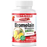 Nutridom Bromelain Digestive Enzyme Pineapple Supplements, 2400 GDU/g, 500 mg, Supports Healthy Digestion, Non-GMO, Vegan, Free of Gluten, Soy & Dairy (60 Count)