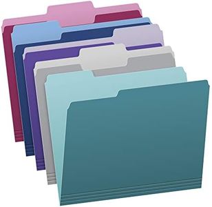 Pendaflex Two Tone Color File Folders, Letter Size, Assorted Colors (Teal, Violet, Gray, Navy and Burgundy), 1/3-Cut Tabs, 5 Color, 100/Box, (02315)