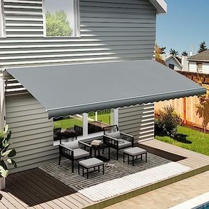 YITAHOME 10' x 8' Patio Retractable Awning, Outdoor Patio Awnings Sun Shade Shelter Cover for Patio Deck Yard with UV Protection and Manual Crank Handle for Deck, Backyard, Balcony, Garden