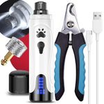 Dog Nail Grinder, Dog Nail Trimmers and Clippers Kit, Super Quiet Electric Pet Nail Grinder, Rechargeable, for Small Large Dogs & Cats Toenail & Claw Grooming,3 Speeds, 2 Grinding Wheels