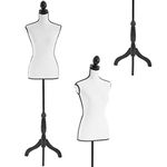 FDW Mannequin Manikin 60”-67”Height Adjustable Female Dress Model Display Torso Body Tripod Stand Clothing Forms (Cream)