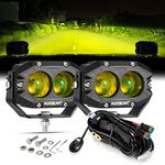 Auxbeam R4 Series Super Bright Pencil Beam Spotlights, 4-Inch 60W Amber Fog Light Pods, Square LED Off-Road Light Bar for Trucks, Cars, ATVs, Jeeps, Motorcycles, 2PCS