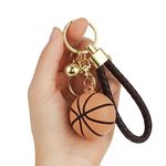 Cobee Basketball Gift Keychain, Novelty Sport Ball Key Chain for Boys Sports Fan Basketball Key Rings Inspirational Gift Keyrings for Kids Party Favors Reward Gift (Brown)