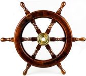 Premium Nautical Handcrafted Wooden Ship Wheel | Pirate's Wall Home Decor & Gifts | Nagina International (24 Inches, Dark Rosewood)