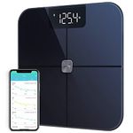 Wyze Smart Scale, Digital Bathroom Scale for Body Weight, Fat, BMI, Heart Rate, Body Composition Analyzer with App, Batteries Included, Bluetooth, 400 lb, Black-New