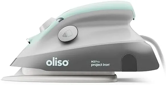 oliso M3Pro Project Steam Iron with Solemate – 1000W Ceramic Soleplate Iron and LED Light for Sewing, Quilting, Crafting, and Travel – Aqua