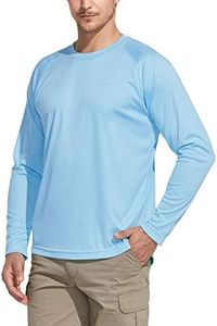 CQR Men's UPF 50+ Outdoor Long Sleeve Shirts, UV Sun Protection Loose-Fit Water T-Shirts, Performance Running Workout Shirt CQ TOL003-OCN Large