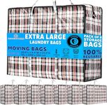DECO EXPRESS Laundry Bags Large - Pack of 8 - XXL - 75 L Strong Reusable Storage Bags with Zips for Moving, Shopping, Packing and Laundry (76 X 59 X 24 CM) (Pack of 8)