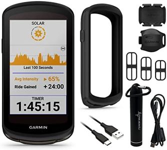 Wearable4U - Garmin Edge 1040 GPS Cycling Computer with Solar Charging Capabilities, On and Off-Road, with Case, Speed and Cadence Sensors and E-Bank Bundle