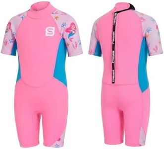 Kids Wetsuit for Girls, 2mm Thermal Neoprene Shorty Wet Suit for Swimming Surfing Snorkeling