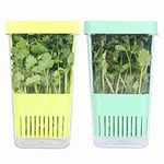 LUVCOSY 2 Pack Herb Keeper, BPA-Free Plastic Herb Saver with an Inner Basket for Cilantro, Mint, Parsley, and Asparagus, Keeps Fresh Herbs for 3 Times Longer