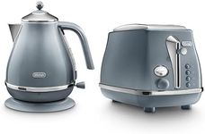 De'Longhi Icona Metallics Kettle and 2 Slice Toaster Set CTOCAZ-KBOT, Includes Toaster Plus 1.7L Capacity Electric Kettle, Iridescent Blue