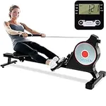 SereneLife Magnetic Rowing Machine with Bluetooth App Fitness Tracking – Foldable Home Gym Exercise Rower with Adjustable Resistant, Easy-Glide Padded Seat, Digital LCD Readout and Reinforced Cable