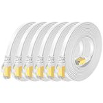 Cat 7 Ethernet Cable 10ft 6 Pack Shielded,Flat Ethernet Patch Cables - High Speed Internet Cable for Modem, Router, LAN, Computer - Compatible with Cat 5e,Cat 6 Network - White