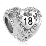 LSxAB Heart Adult 18th Birthday Charm for Coming-of-age Ceremony Gift Compatible with Pandora Bracelets