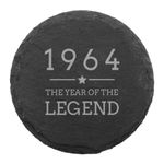 Engraved Natural Slate Coaster - 1964 The Year Of The Legend Coaster Gift | Women and Mens Gift Ideas | 60th Birthday Gifts for Boys and Girls | Thoughtful Keepsake Presents | Dust and Things