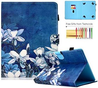 10-inch Tablet Case, Techcircle Pretty Folio Stand Cover w/ [Pencil Holder] [Card Slots] Magnetic Protective Case for Samsung Galaxy Tab 9.7/10.1/10.5" Tablet, iPad Air/Pro 10.5, Magnolia Bottom