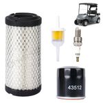 EZGO Tune Up Kit for 2008-Up RXV and 2010-Up TXT Gas Cart w/ 4 Cycle Kawasaki Motor with Air Filter Fuel Filter Oil Filter Spark Plug,Engine Maintenance Kit for E-Z-GO