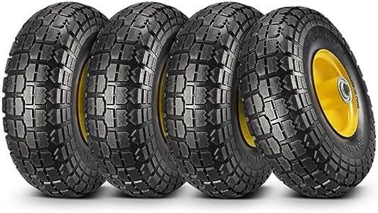 MaxAuto 10" Flat Free Tires Solid Rubber Tyre Wheels 4.10/3.5-4 Air Less Tires Wheels with 3/4" Centered Bearings for Hand Truck/Trolley/Garden Utility Wagon Cart,4 Pack