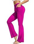 PINSPARK Womens Flare Yoga Pants Ribbed Bootcut Leggings High Waisted Flares Bottom Workouts Pants with Pockets
