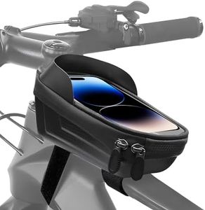 aiGear Bike Front Frame Bag, Large Capacity Lightweight & Waterproof Bike Phone Holder with Touch Screen, Adjustable Straps Tube Bike Bag, Bike Accessories for Phones Under 6"