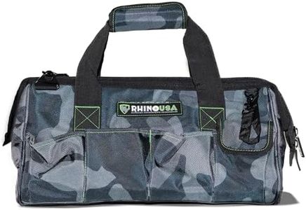 Bolsa de herramientas de 45 cm, bolsa de herramientas resistente, apertura amplia - Bolsas de herramientas grandes con bolsillos laterales de almacenamiento, correa de hombro reforzada (Camuflaje)