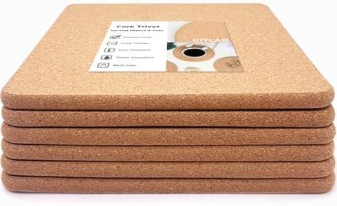 KITLAB Cork Trivet, 6 Pcs High Density Thick Square Cork Trivets for Hot Dishes, 8 Inch Heat Resistant Multifunctional Cork Coaster, Cork Hot Pads for Table & Countertop KTLBCT15