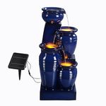 Teamson Home 73 cm 4-Tier Cascading Bowl Solar Powered Water Fountain for Outdoor Living Spaces, Navy