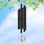 ecoeco Wind Chimes Outdoor Large Deep Tone, 42 Inch Memorial Wind Chime with 6 Tuned Tubes, Elegant Chimes for Outside, Patio Balcony, Garden,(Black)