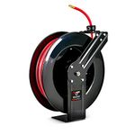 ReelWorks Air Hose Reel Retractable 3/8" Inch x 80' Feet Max. 300 PSI Longest Pro Premium Commercial Flex Hybrid Polymer Hose High Performance Spring