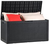 YITAHOME Garden Storage Box Waterproof, 380L Large Outdoor Storage Box with Lid, Lockable Patio Deck Boxes with Handles for Garden Tools Cushion Pillows Pool Supplies,120 x 53 x 63cm, Black