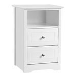 Yaheetech White BedsideTable, Bedside Cabinet Chest of 2 Drawers, Wooden Nightstand with Storage Shelf for Living Room/Bedroom Furniture