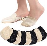 Toe Topper Socks No Show Liner Half Socks for Women Seamless Grip Non Slip Socks Hidden Toe Covers Socks for Mule 4/8 Pairs, 8 Pairs Black+nude, One Size