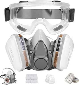 BAOMAO Respirator Mask,Half Facepiece Gas Mask with Safety Glasses Reusable Professional Breathing Protection Against Dust,Chemicals,Pesticide and Organic Vapors, Perfect for Painters and DIY Project