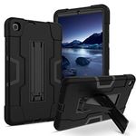 DUEDUE Case for Samsung Galaxy Tab A 8.4 Case, 3 in 1 Heavy Duty Rugged Hybrid Drop Protection Cover with Kickstand Anti-Scratch Full Body Protective Case for Galaxy Tab A 8.4 Inch 2020 SM-T307, Black