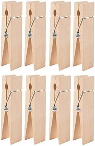 Jumbo Wooden Clothespins for Crafts (6 x 1.38 x 1.2 in, 8-Pack)