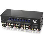 axGear AV Switch Box Composite Selector 8 Port RCA Audio Video 8 in 1 Out to TV