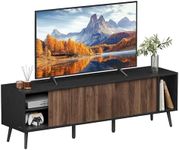 SONGMICS HOME Superfast Toolless Assembly, TV Stand for TVs up to 72 Inches, TV Cabinet, Entertainment Center with Storage, Media Console Table, Living Room, Natural Walnut and Ebony Black ULTV533B01