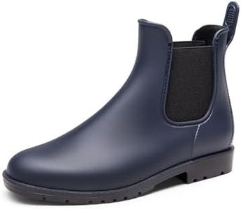 DREAM PAIRS Women's Ankle Rain Boots Chelsea Short Boots Waterproof Elastic Slip On Lightweight Comfortable Garden Outdoor Shoes,Size 10,NAVY,SDRB2413W