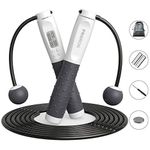 PROIRON Cordless Skipping Rope, Digital Wireless Jump Rope Adjustable Weights/Length Jumping Rope with Calorie Counter, Weighted Jump Rope for Fitness, Crossfit, Exercise, Boxing, MMA, Gym(Grey)