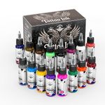 Tattoo Ink Set 16 Colors, 1oz (30ml) Each, High Saturation & Smooth Flow Professional Tattoo Pigments – Ideal for Indoor Studio Use, Vibrant Color Tattoo Supply Kit for Artists (16)