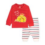 ARIEL Cotton Clothing Sets for Boys & girls - Unisex Clothing sets Full Sleeve T-shirt & Pant -Size(9-12 Months) -Style(Red-Mama)