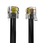 ASNQ High Speed Broadband RJ11 to RJ11 Cable for Landline Telephone, Router, Modem to RJ11 Phone Socket or Microfilter - ADSL Cable 10m with OFC Wires and PVC Cover - Internet DSL Cable - Flat, Black