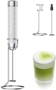 Maestri House Handheld Milk Frother， Eectric Whisk with Stepless Speed ​​Control, Rechargeable Blender with Stainless Steel Whisk and Stand, Drink Mixer for Matcha, Latte, LunaFro 2.0(White)