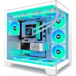 KEDIERS ATX PC Case,6 PWM ARGB Fans Pre-Installed,360MM RAD Support,Gaming 270° Full View Tempered Glass Mid Tower Pure White ATX Computer Case,C690